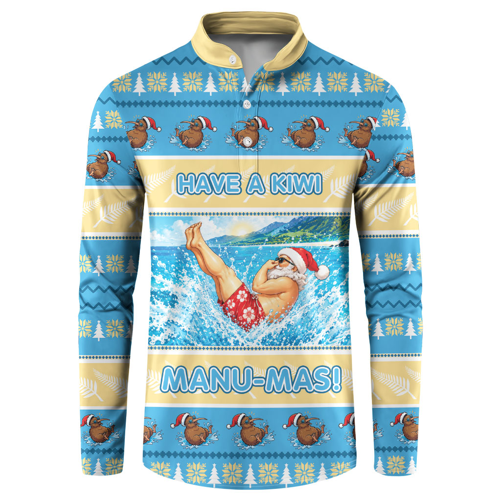 New Zealand Christmas Button Sweatshirt Have A Kiwi Manu-Mas