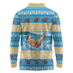 New Zealand Christmas Long Sleeve Polo Shirt Have A Kiwi Manu-Mas