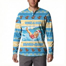 New Zealand Christmas Button Sweatshirt Have A Kiwi Manu-Mas