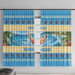 New Zealand Christmas Window Curtain Have A Kiwi Manu-Mas