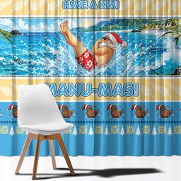 New Zealand Christmas Window Curtain Have A Kiwi Manu-Mas