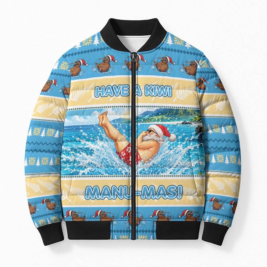 New Zealand Christmas Bomber Puffer Jacket Have A Kiwi Manu-Mas