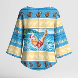 New Zealand Christmas Kimono Sleeve Blouse Have A Kiwi Manu-Mas