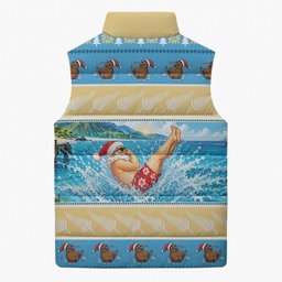 New Zealand Christmas Sleeveless Puffer Jacket Have A Kiwi Manu-Mas