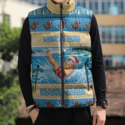 New Zealand Christmas Sleeveless Puffer Jacket Have A Kiwi Manu-Mas
