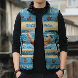 New Zealand Christmas Sleeveless Puffer Jacket Have A Kiwi Manu-Mas