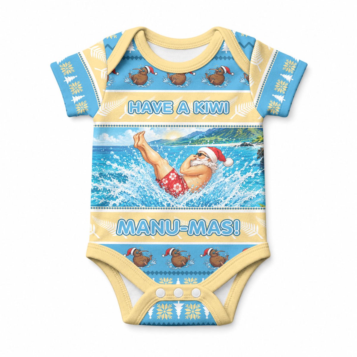 New Zealand Christmas Baby Onesie Have A Kiwi Manu-Mas