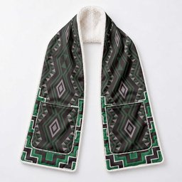 New Zealand Aotearoa Pocket Scarf Green Poutama With Taniko Pattern