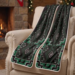 New Zealand Aotearoa Pocket Scarf Green Poutama With Taniko Pattern
