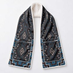New Zealand Aotearoa Pocket Scarf Blue Poutama With Taniko Pattern