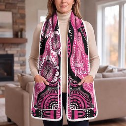 Australia Indigenous Pocket Scarf Breast Cancer Ribbon Think Pink - Black Version