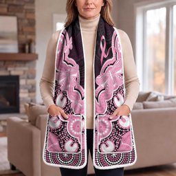Australia Indigenous Pocket Scarf Pink Ribbon Breast Cancer Butterfly Aboriginal Black