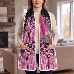 Australia Indigenous Pocket Scarf Breast Cancer Pink Robin Bottlebrush Aboriginal Art