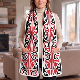 New Zealand Maori Kowhaiwhai Ngaru Pocket Scarf