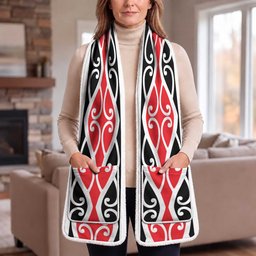 New Zealand Maori Kowhaiwhai Patiki Pocket Scarf