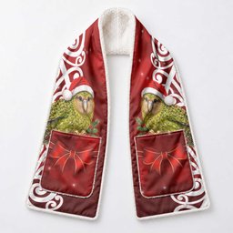 Meri Kirihimete New Zealand Kakapo Santa Pocket Scarf Aotearoa Maori Pattern
