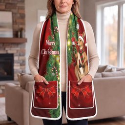 Australia Christmas Pocket Scarf Merry Xmas Kangaroo Santa