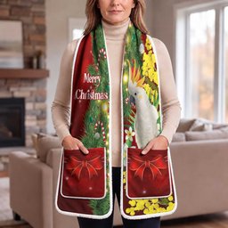 Australia Christmas Pocket Scarf Merry Xmas Sulphur-crested Cockatoo Santa