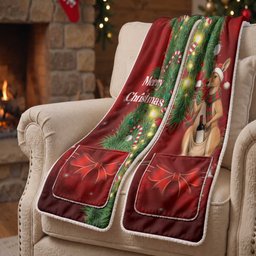 Australia Christmas Pocket Scarf Merry Xmas Kangaroo Santa