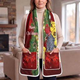 Australia Christmas Pocket Scarf Merry Xmas Gang-gang Cockatoo Santa