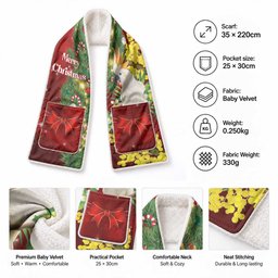 Australia Christmas Pocket Scarf Merry Xmas Sulphur-crested Cockatoo Santa