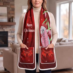 Australia Christmas Pocket Scarf Merry Xmas Pink Galah Santa
