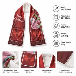Australia Christmas Pocket Scarf Merry Xmas Pink Galah Santa