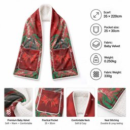 Australia Christmas Pocket Scarf Merry Xmas Black Cockatoo Santa