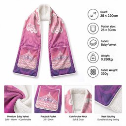 New Zealand Matariki Pocket Scarf Maori Marae Purple Galaxy