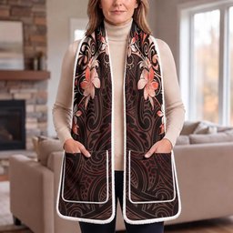 Matariki New Zealand Pocket Scarf Maori Pattern Red Galaxy