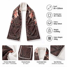 Matariki New Zealand Pocket Scarf Maori Pattern Red Galaxy