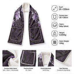 Matariki New Zealand Pocket Scarf Maori Pattern Purple Galaxy