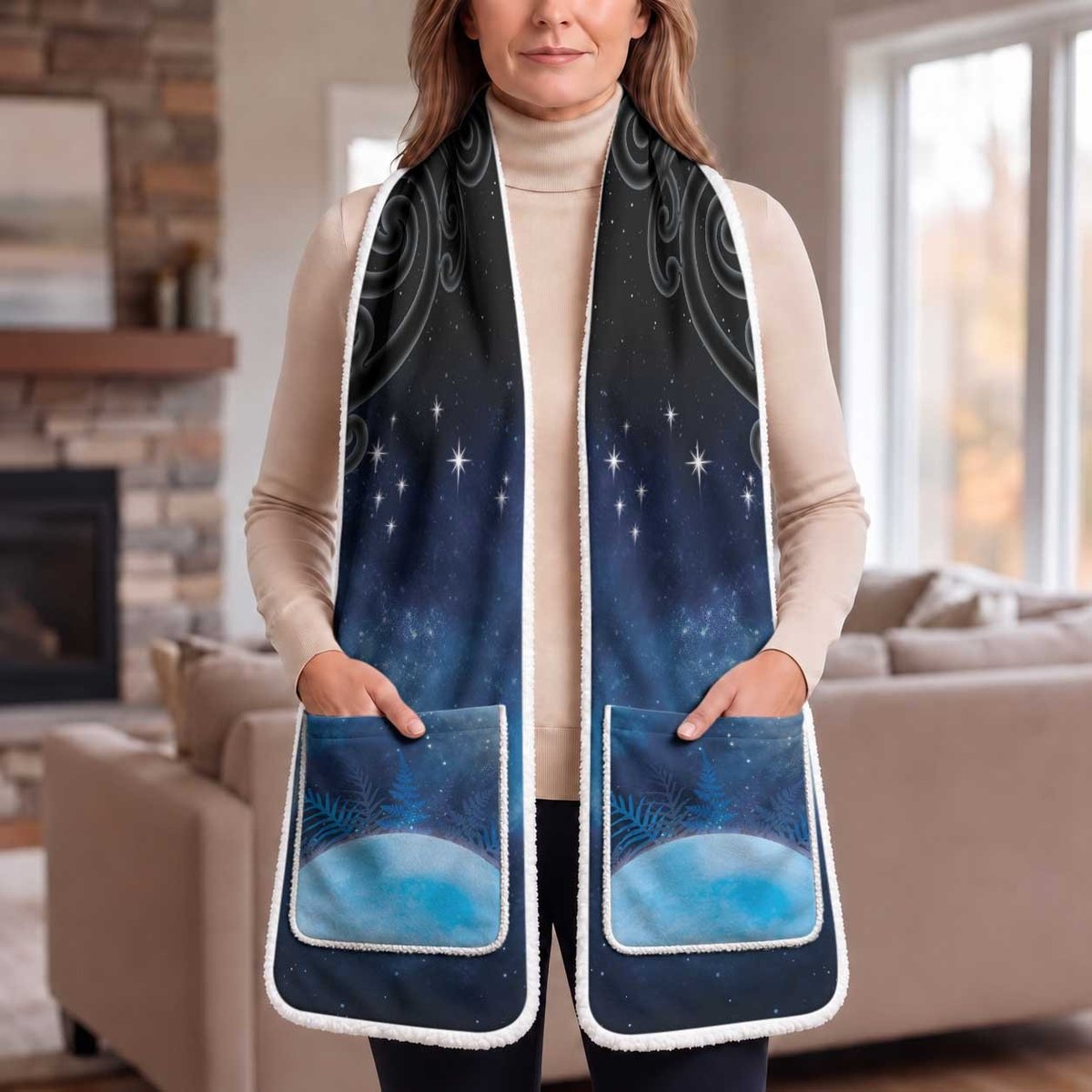 New Zealand Matariki Pocket Scarf Pleiades Star Cluster Blue Galaxy