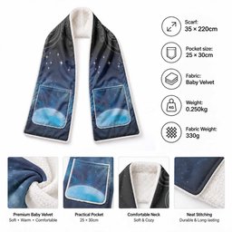 New Zealand Matariki Pocket Scarf Pleiades Star Cluster Blue Galaxy
