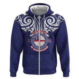 New Zealand United Tribes Te Kara Zip Hoodie He Whakaputanga Maori Pattern