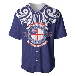 New Zealand United Tribes Te Kara Baseball Jersey He Whakaputanga Maori Pattern