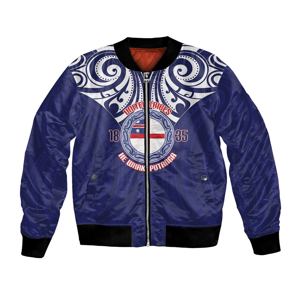 New Zealand United Tribes Te Kara Bomber Jacket He Whakaputanga Maori Pattern