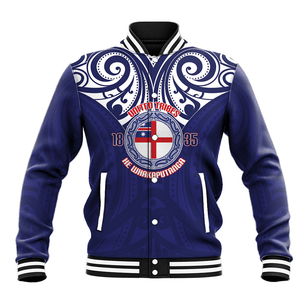 New Zealand United Tribes Te Kara Baseball Jacket He Whakaputanga Maori Pattern