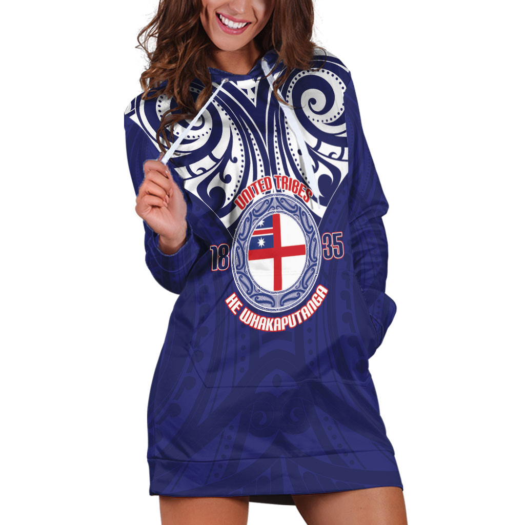 New Zealand United Tribes Te Kara Hoodie Dress He Whakaputanga Maori Pattern
