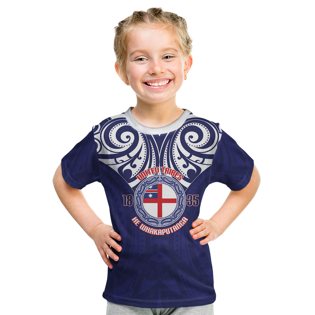 New Zealand United Tribes Te Kara Kid T Shirt He Whakaputanga Maori Pattern