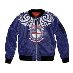 New Zealand United Tribes Te Kara Sleeve Zip Bomber Jacket He Whakaputanga Maori Pattern