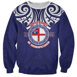 New Zealand United Tribes Te Kara Sweatshirt He Whakaputanga Maori Pattern