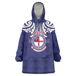 New Zealand United Tribes Te Kara Wearable Blanket Hoodie He Whakaputanga Maori Pattern
