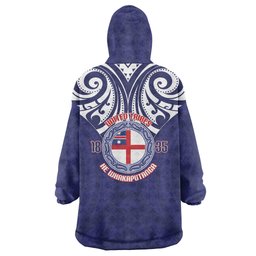 New Zealand United Tribes Te Kara Wearable Blanket Hoodie He Whakaputanga Maori Pattern