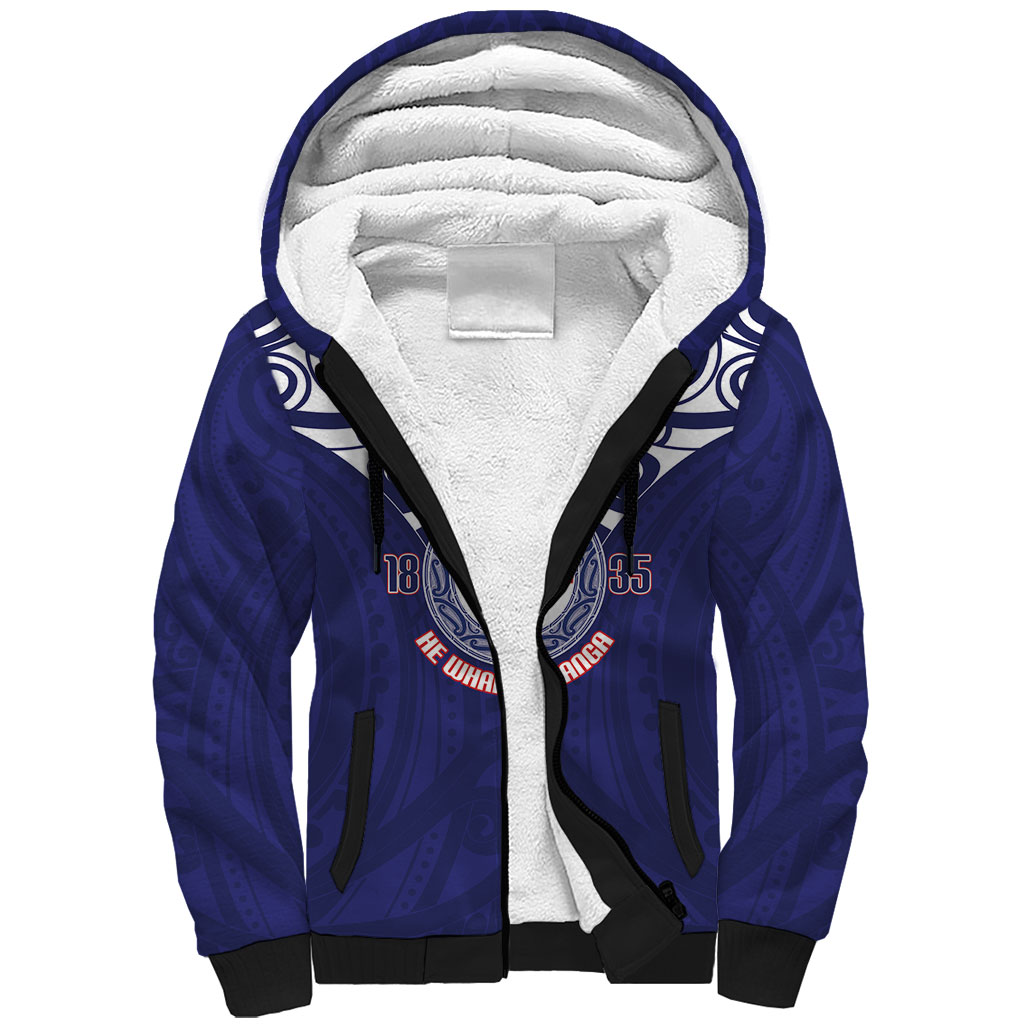 New Zealand United Tribes Te Kara Sherpa Hoodie He Whakaputanga Maori Pattern