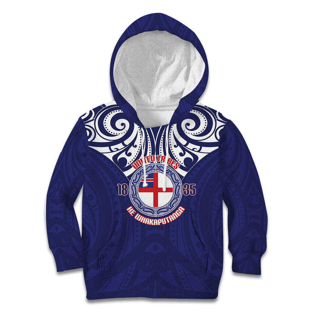 New Zealand United Tribes Te Kara Kid Hoodie He Whakaputanga Maori Pattern