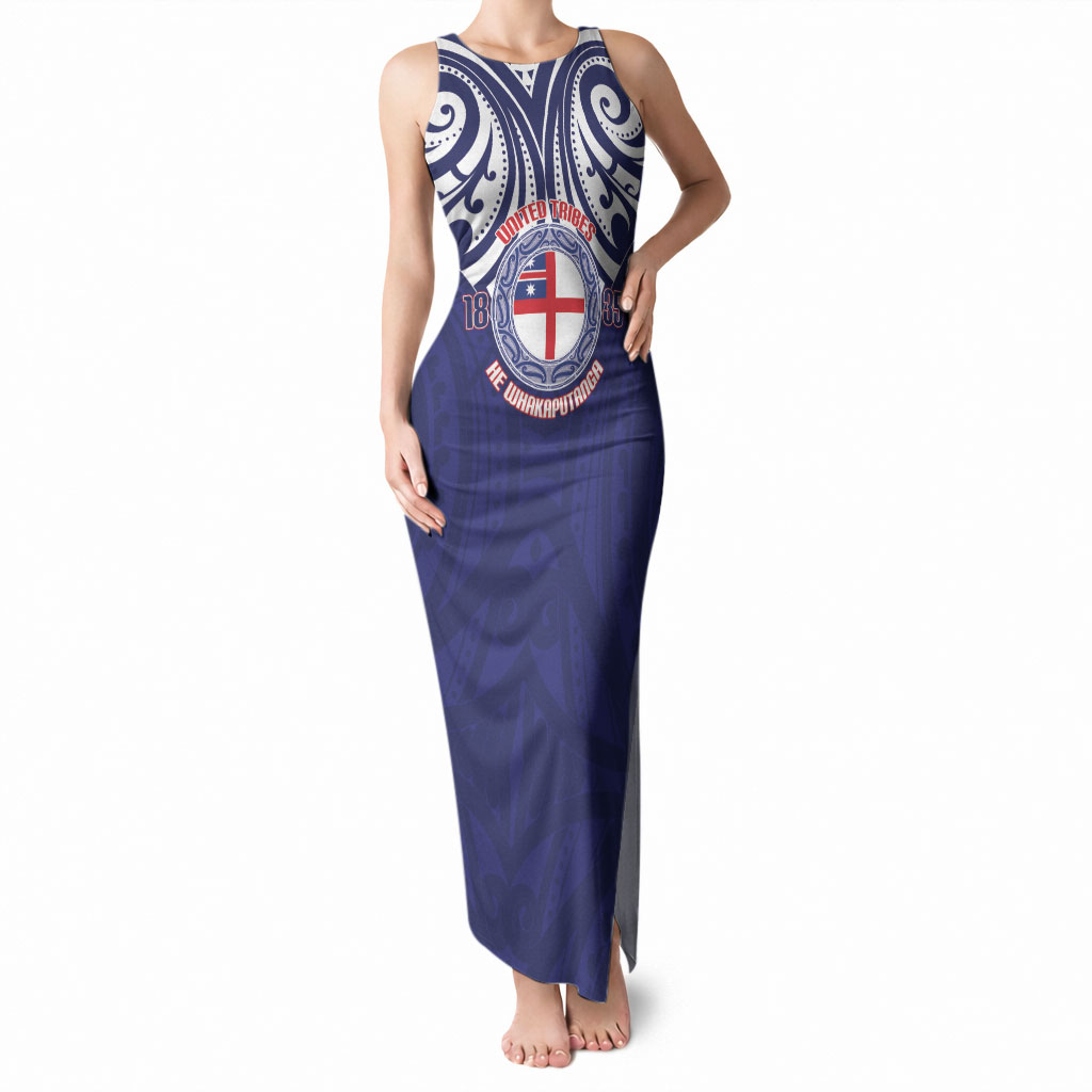 New Zealand United Tribes Te Kara Tank Maxi Dress He Whakaputanga Maori Pattern