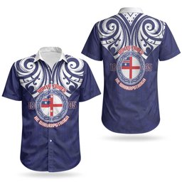 New Zealand United Tribes Te Kara Couples Matching Off Shoulder Maxi Dress and Hawaiian Shirt He Whakaputanga Maori Pattern
