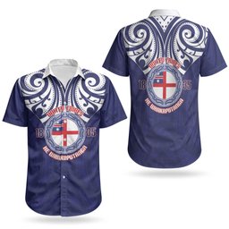 New Zealand United Tribes Te Kara Couples Matching Off Shoulder Short Dress and Hawaiian Shirt He Whakaputanga Maori Pattern