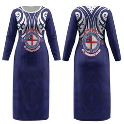 New Zealand United Tribes Te Kara Couples Matching Long Sleeve Bodycon Dress and Hawaiian Shirt He Whakaputanga Maori Pattern